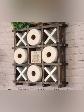 CUSTOM/HANDMADE - Tic Tac Toe Toilet Paper Holder Decor